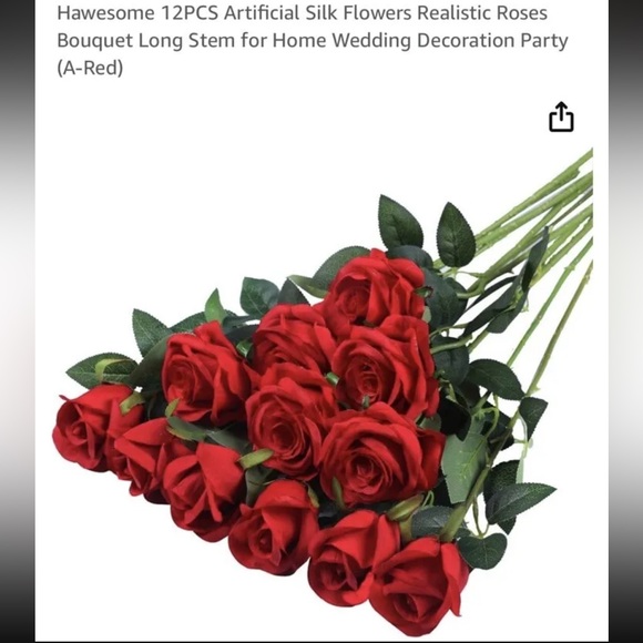 Dozen Red Artificial Faux Roses- 12 Roses - Picture 4 of 6